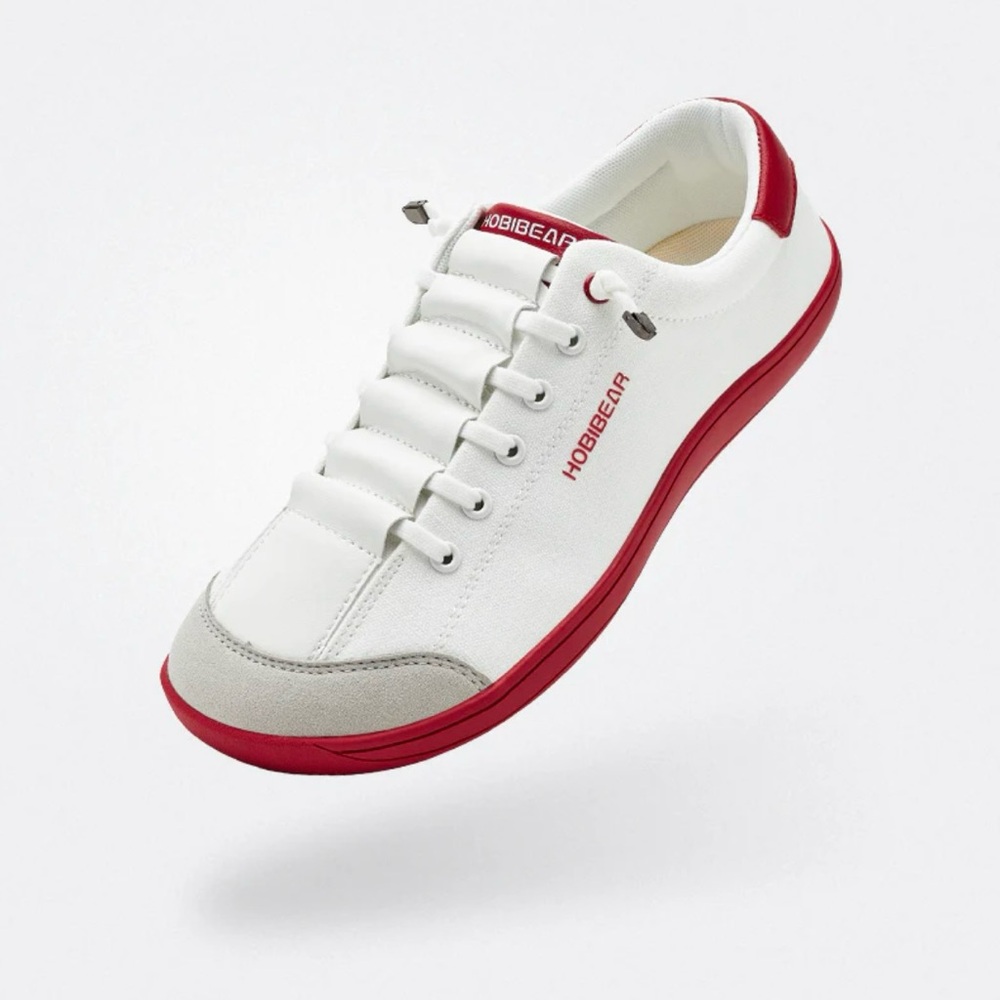 Hobbiegarn Women's White and Red Sneakers
